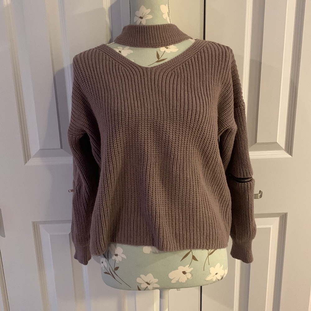 Purple cut out sweater
